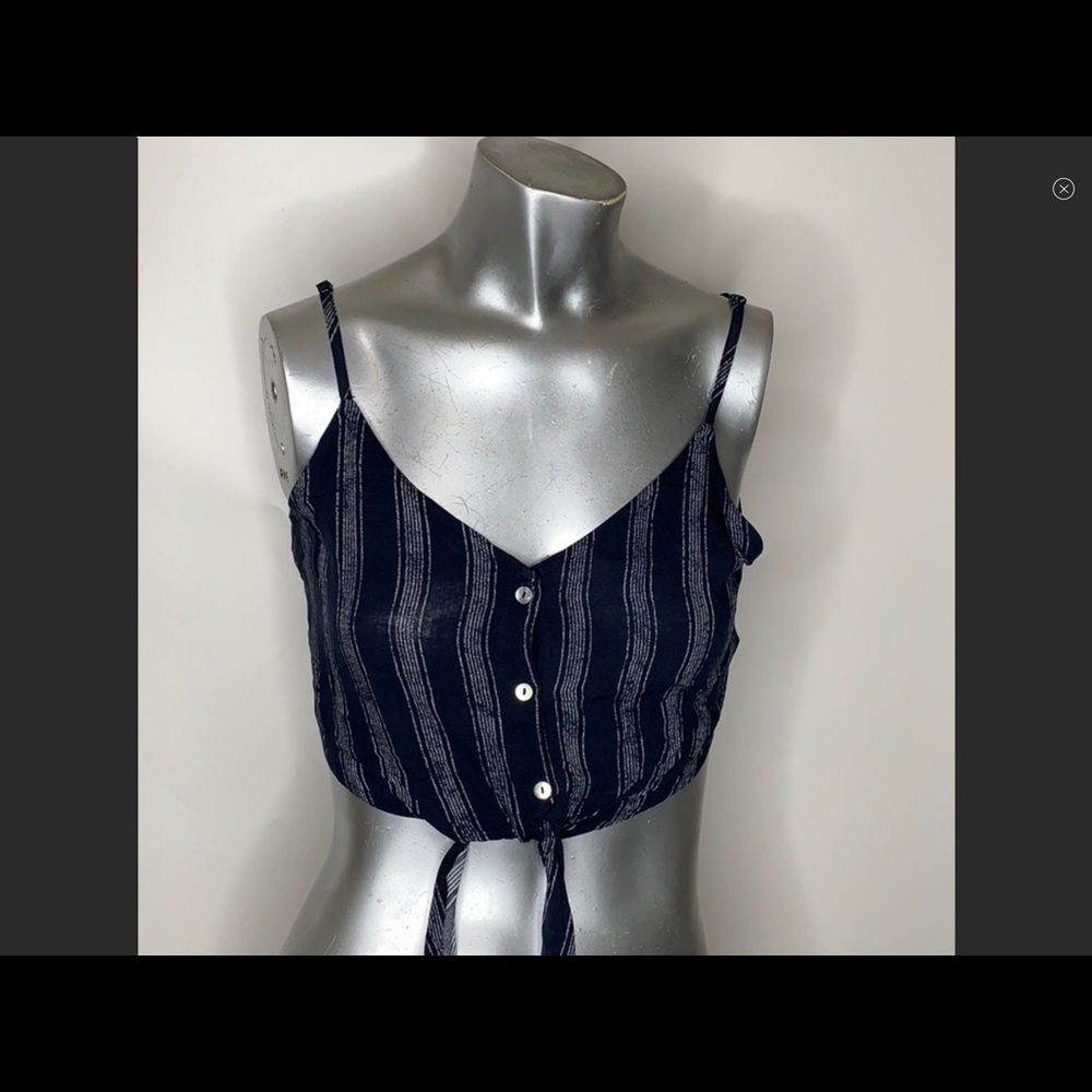 ILLA ILLA  Size Medium new with tags crop top blue stripe front tie adjustable
